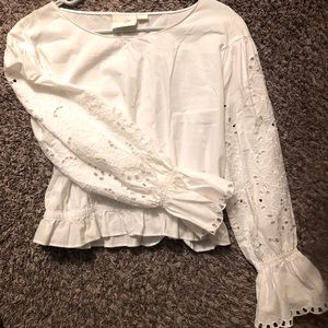 Cropped White Lace Blouse MAEVE by Anthro